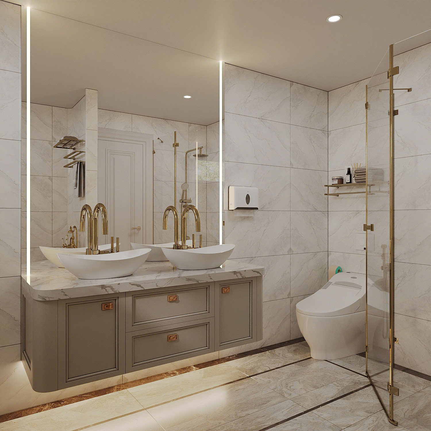 THIẾT KẾ NHÀ VỆ SINH-NHÀ TẮM CĂN VT9-0X TẠI VINHOMES OCEAN PARK HƯNG YÊN